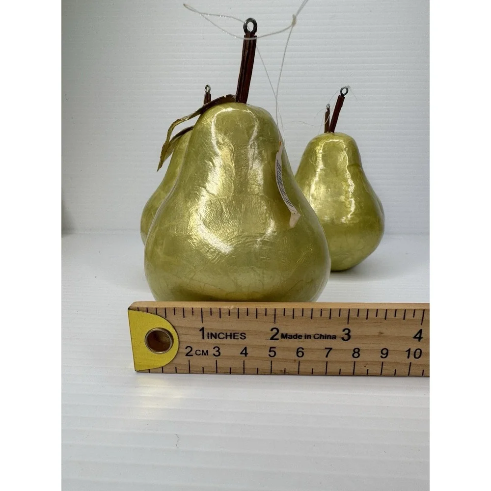 Crate & Barrel Capiz Pear Ornaments Green‎ Set of 5 Philippines Christmas Decor